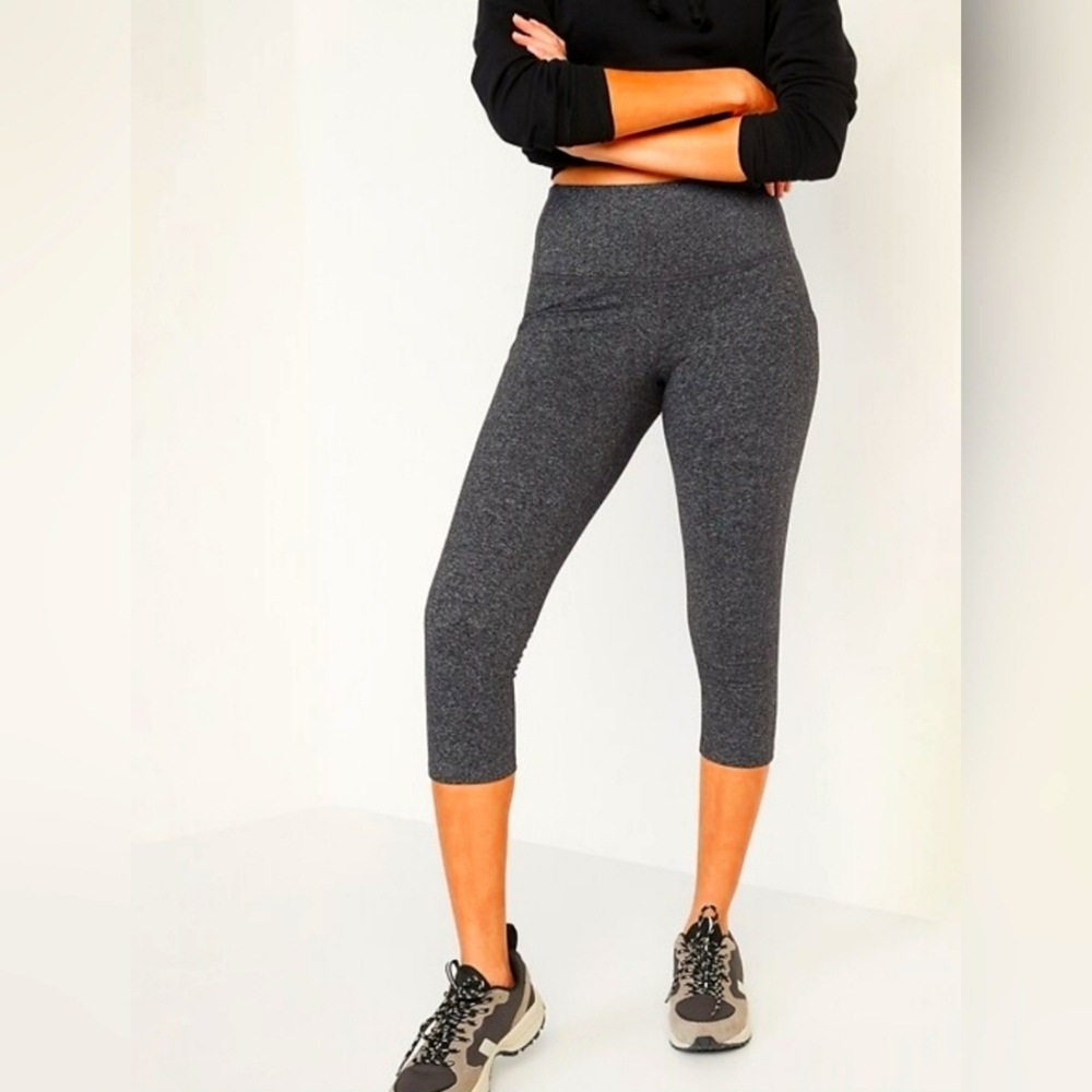 Old Navy Active | Women's Go-Dry Cropped Leggings | Medium | Heathered  Grey